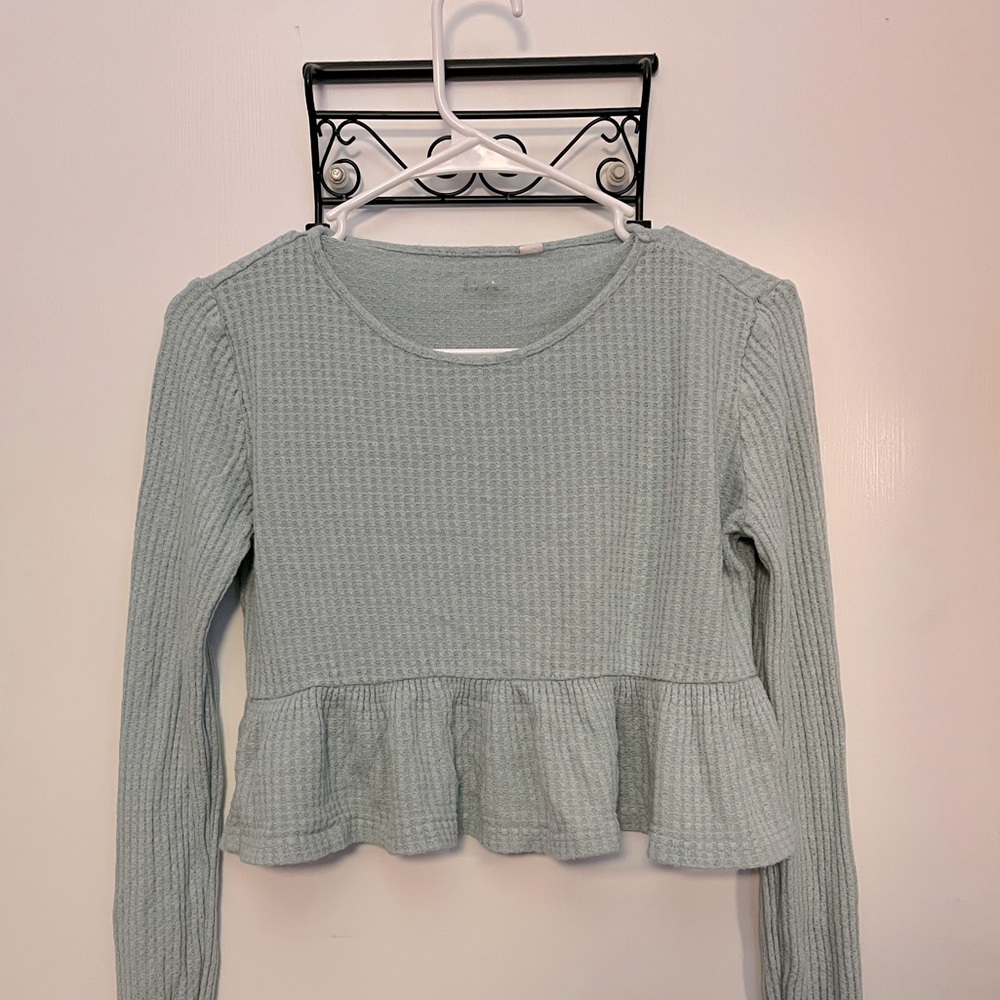Mint Green Long Sleeve Crop Top